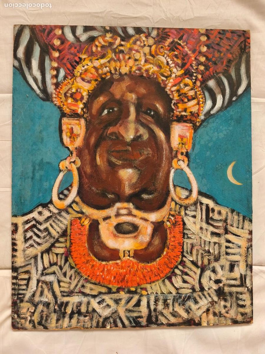 Arte: Jefe tribal . Arte gallego. Vigo . Artista local . 41 x 51 cm alto.