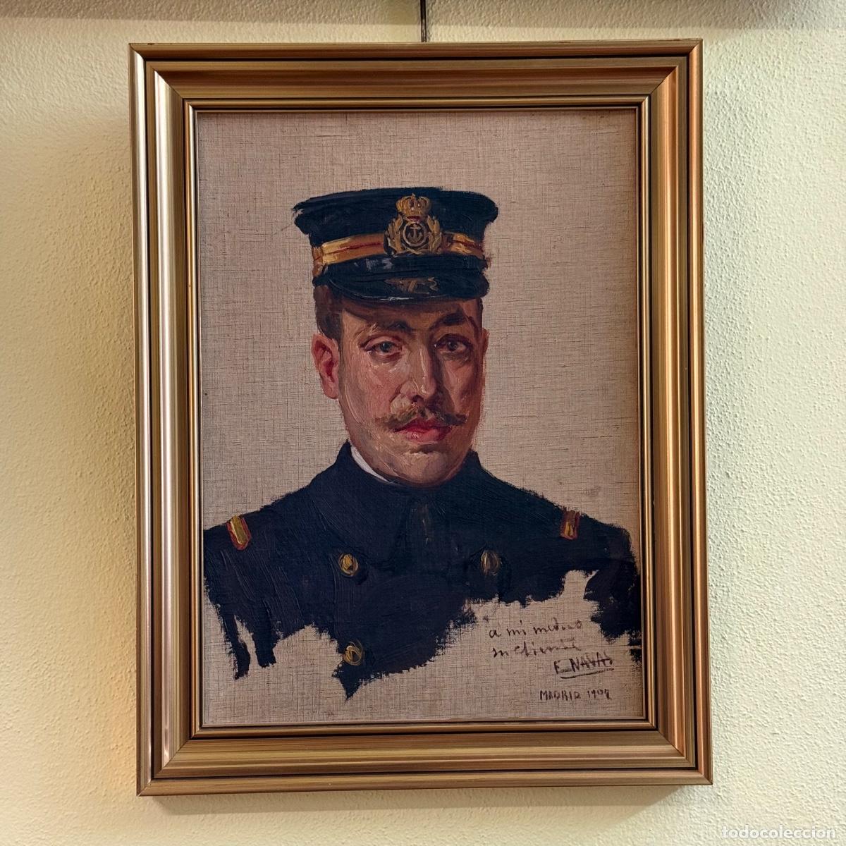 Arte: Enrique Navas Escuriet (Valencia, 1875 - 1952) - Retrato de militar - Armada Espa&ntilde;ola - 1907