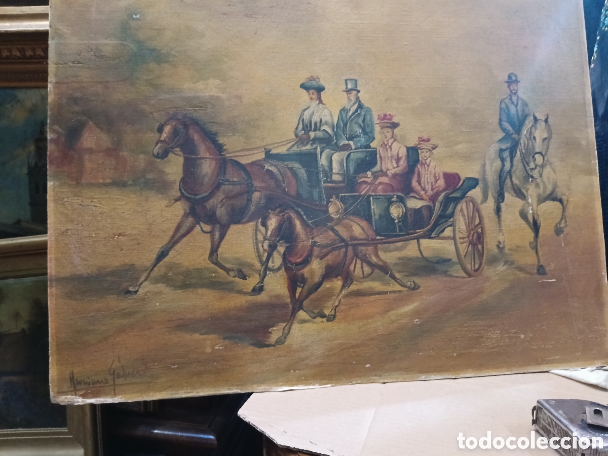 Arte: &Oacute;leo sobre lienzo pegado a tablero firmado