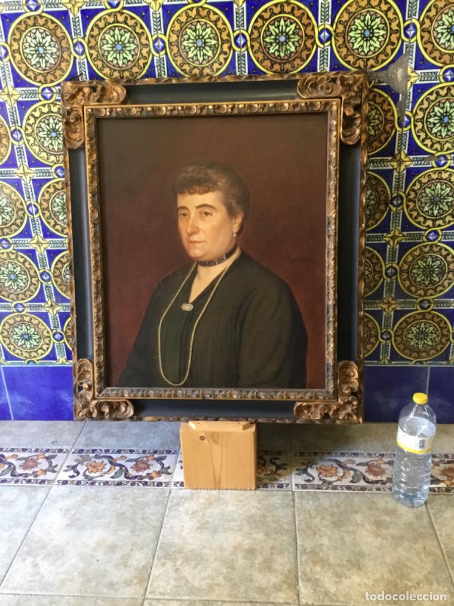 Arte: Magnifico Retrato burgues&iacute;a bilbaina ,firmado A. Larroque .,enmarcado de epoca