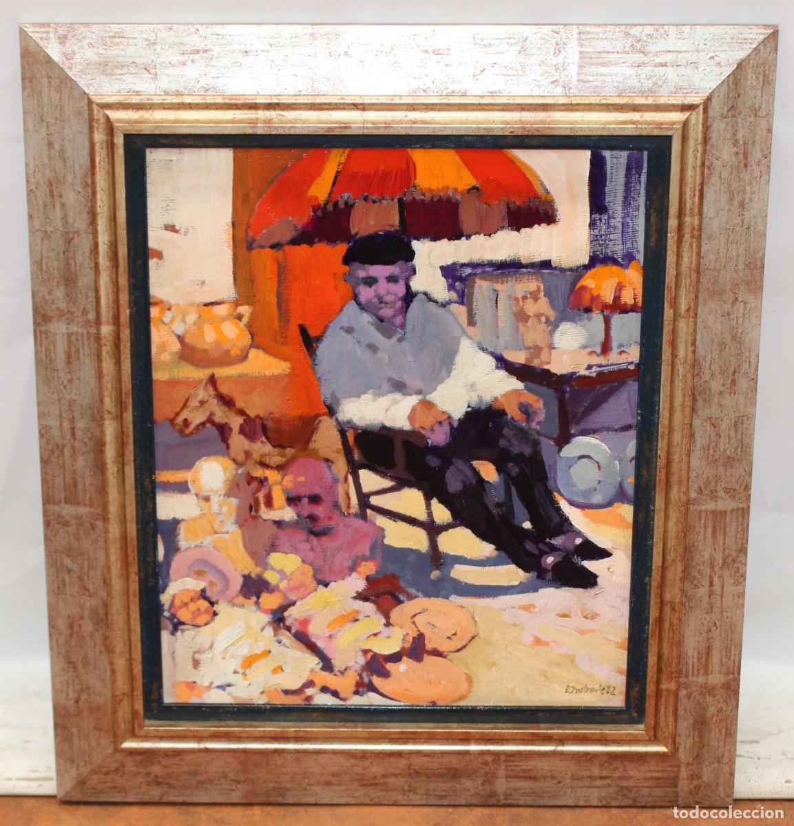 Arte: RAMON LOMBARTE (Barcelona, 1956 - 2021) OLEO SOBRE CARTON ENTELADO. EL VENDEDOR DE ANTIGUEDADES
