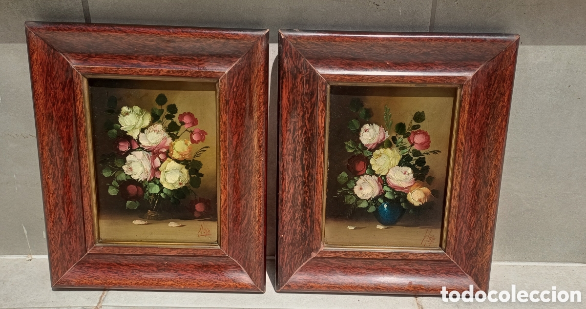 Arte: Pareja de cuadros decorativos flores