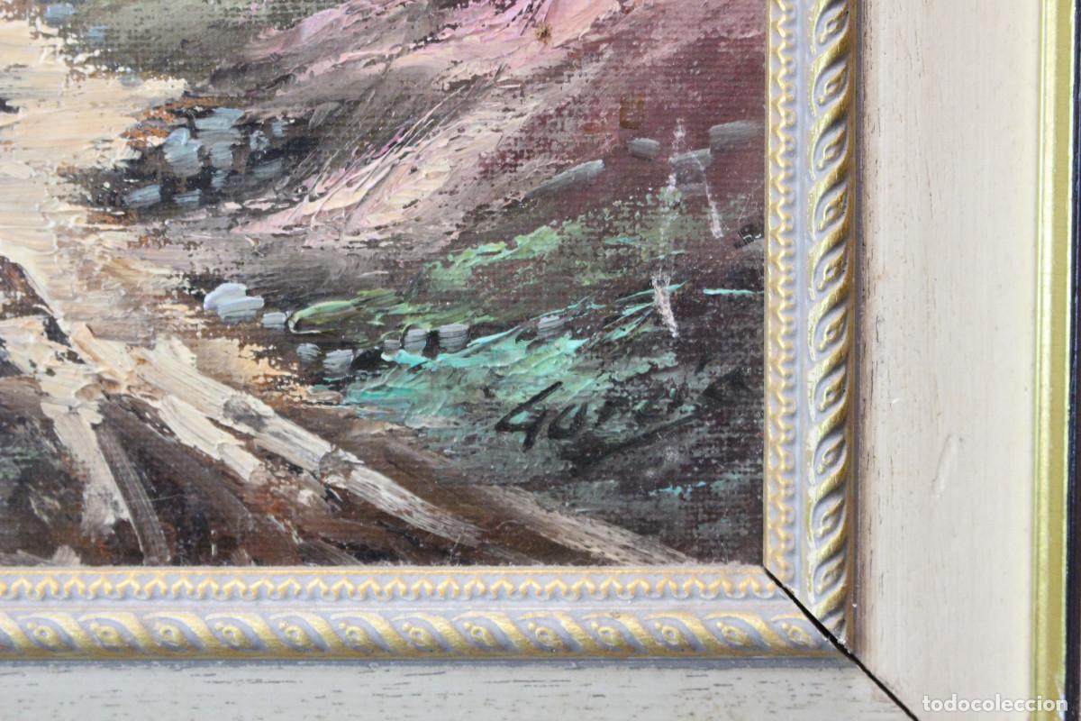 Arte: Caba&ntilde;a en el monte. &Oacute;leo sobre lienzo en marco de madera. - Foto 3