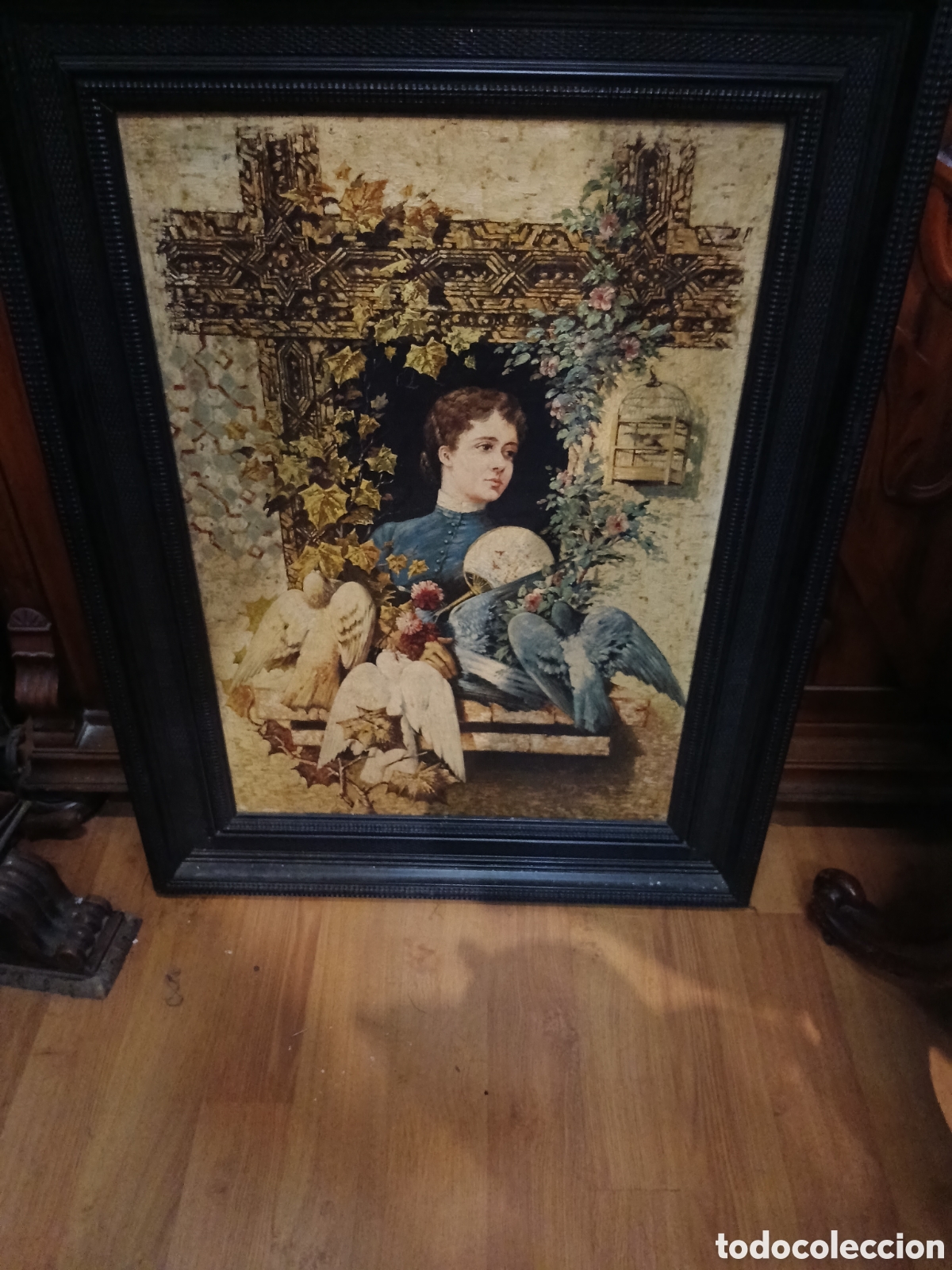 Arte: &Oacute;leo sobre tabla motivo andaluz an&oacute;nimo