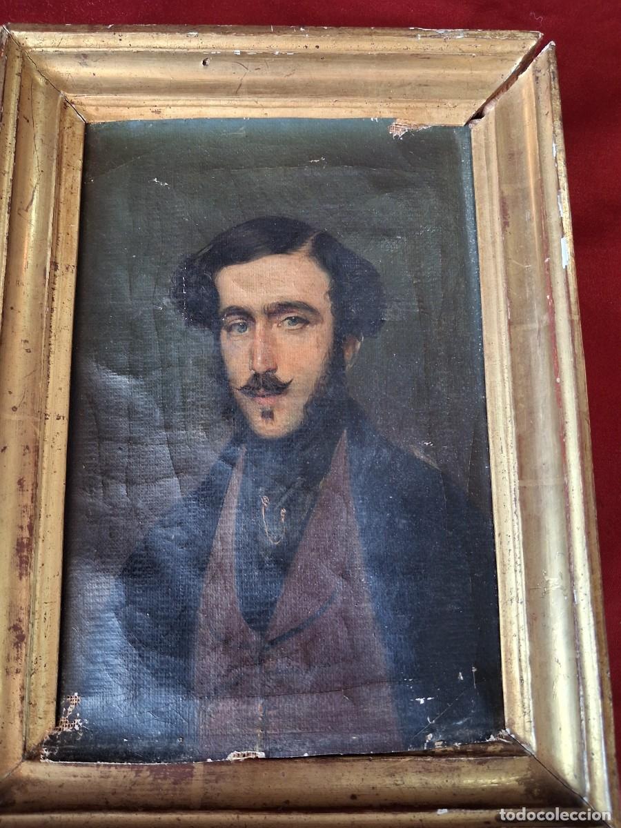 Arte: Escuela espa&ntilde;ola pp S.XIX Retrato de caballero oleo lienzo