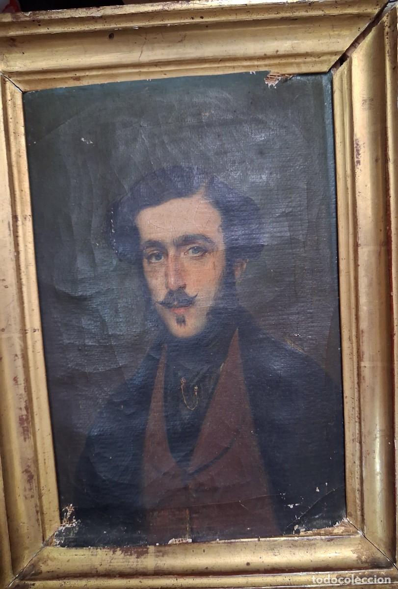 Arte: Escuela espa&ntilde;ola pp S.XIX Retrato de caballero oleo lienzo