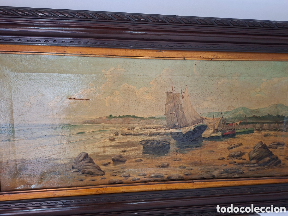 Arte: Antigua marina siglo XIX. Enmarcada no presenta firma