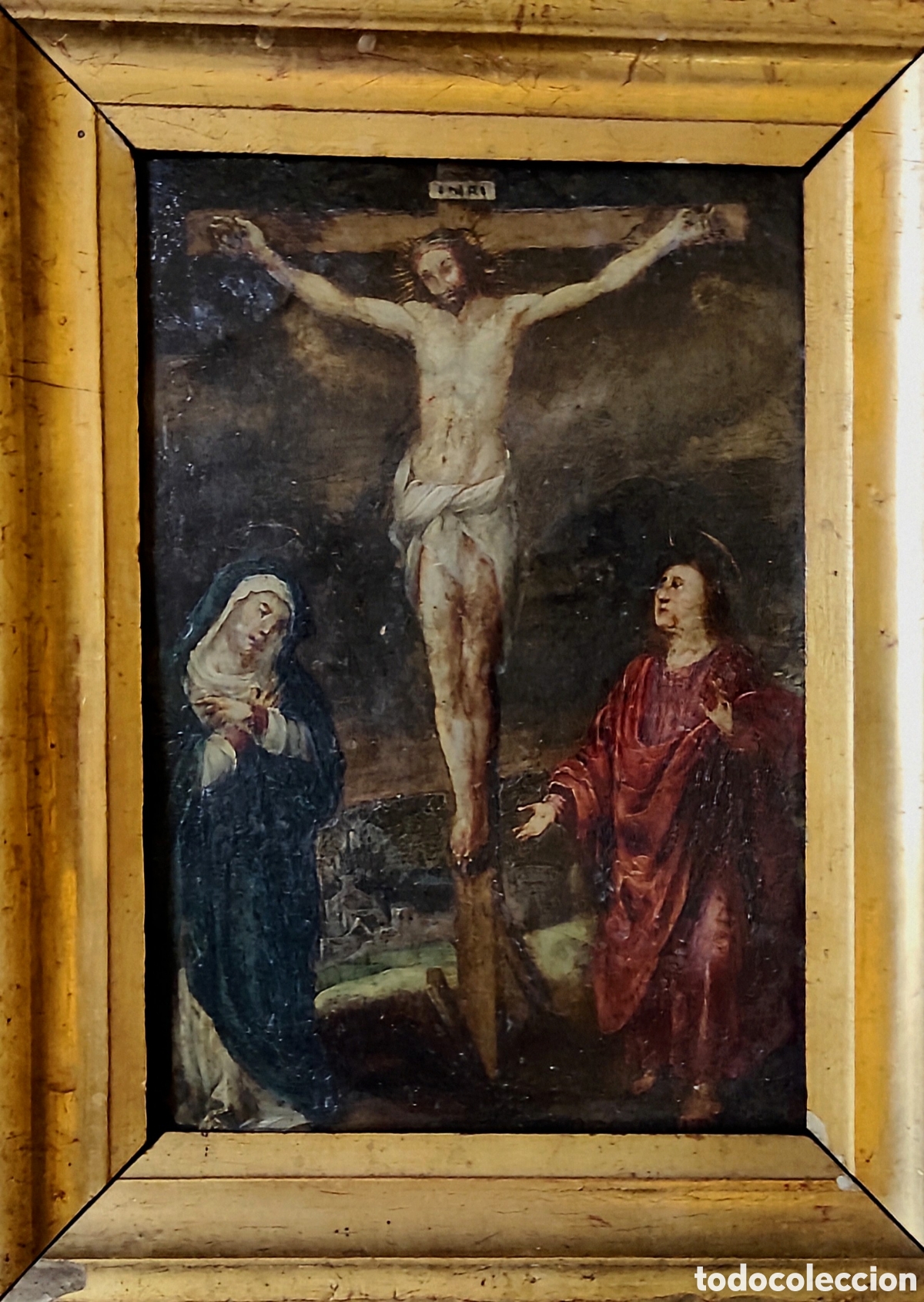 Arte: Calvario pintado sobre cobre del siglo XVII.