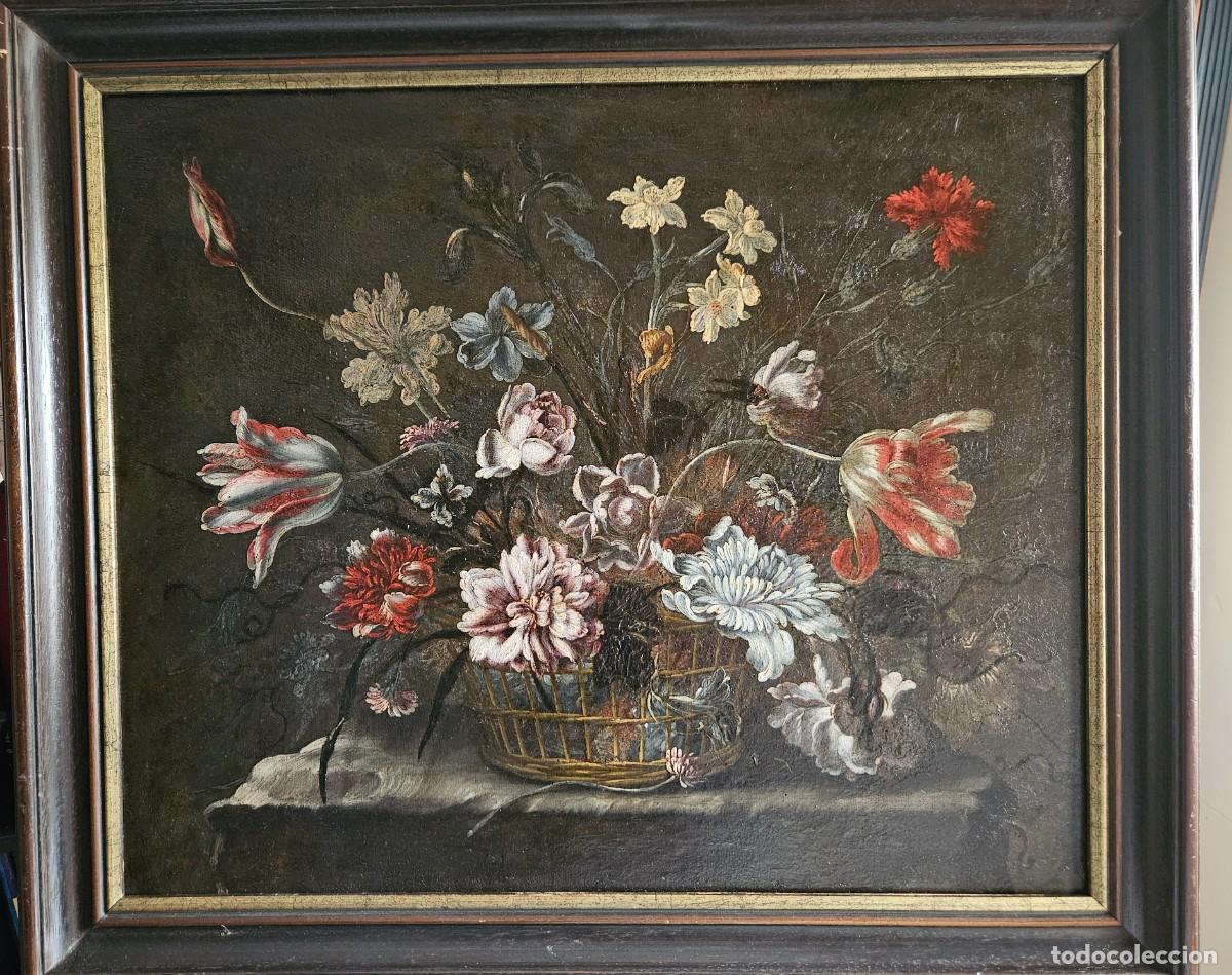 Arte: OLEO ANTIGUO BODEGON DE FLORES