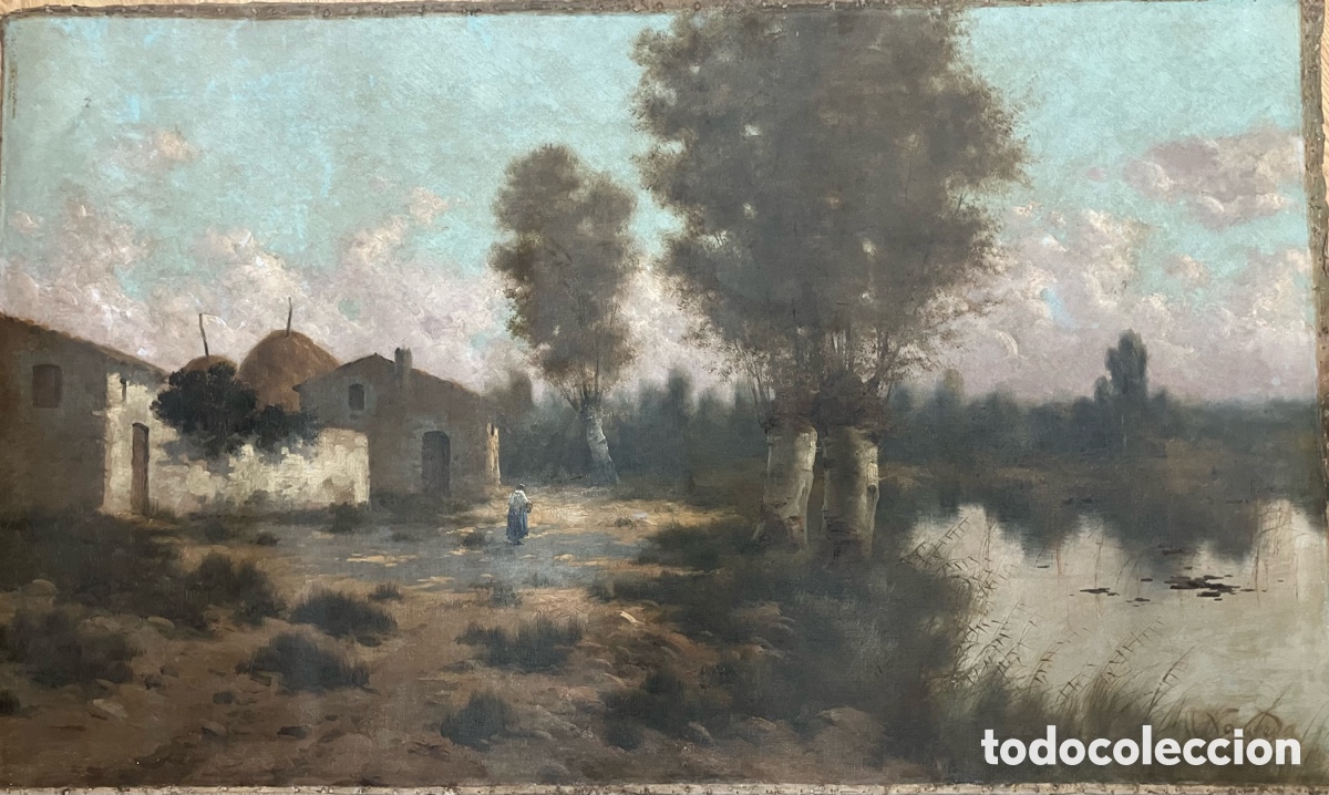 Arte: &Oacute;leo/lienzo ,paisaje de M.Vayreda,78 x 134 cms