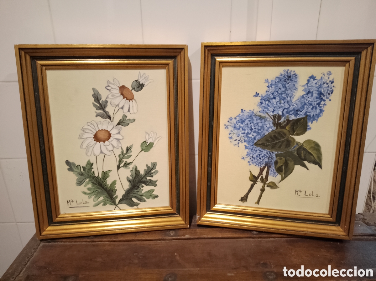 Arte: Pintura Gallega pareja de &Oacute;leos Bot&aacute;nicos Originales de M&ordf; Lola ( Goian-Pontevedra)