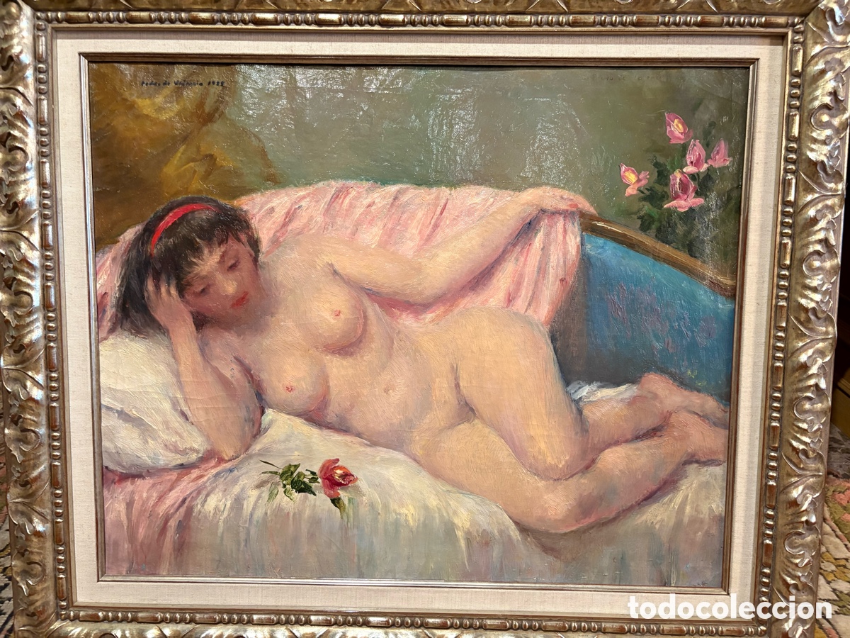 Arte: Pedro de Valencia (Pedro S&aacute;nchez Garc&iacute;a, 1902&ndash;1971) &ndash; Desnudo femenino &ndash; &Oacute;leo sobre lienzo