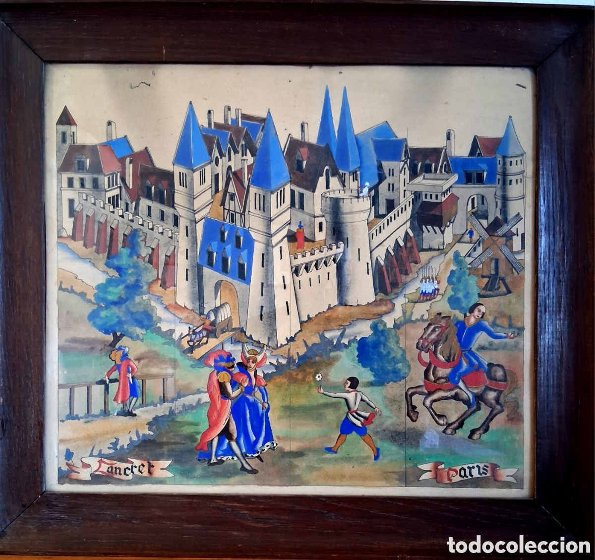 Arte: COPIA DE UN NICOL&Aacute;S LANCRET (s.XVIII) &rdquo; PARIS&rdquo; GOUACHE 1930-40 (45 x 50) 62.5 x 62.5 MARCO