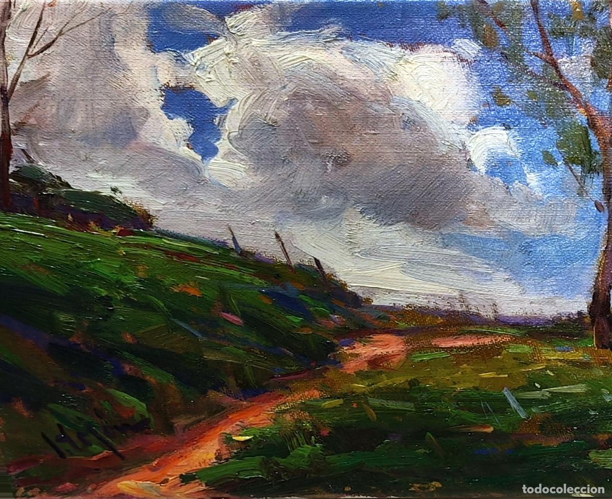 Arte: &Oacute;leo sobre lienzo. Paisaje. Ignacio Tejon. 27 x 22 cm