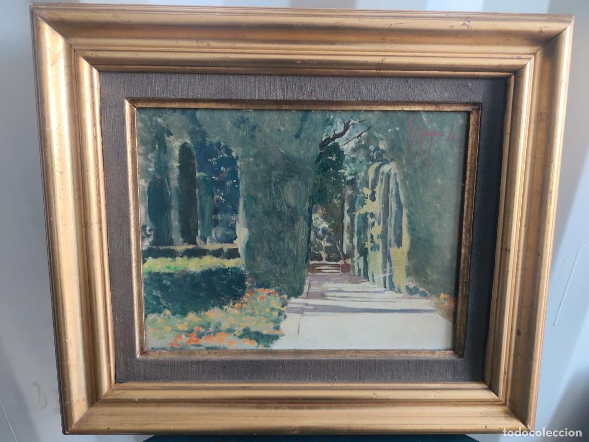 Arte: Cuadro oleo firmado jardin
