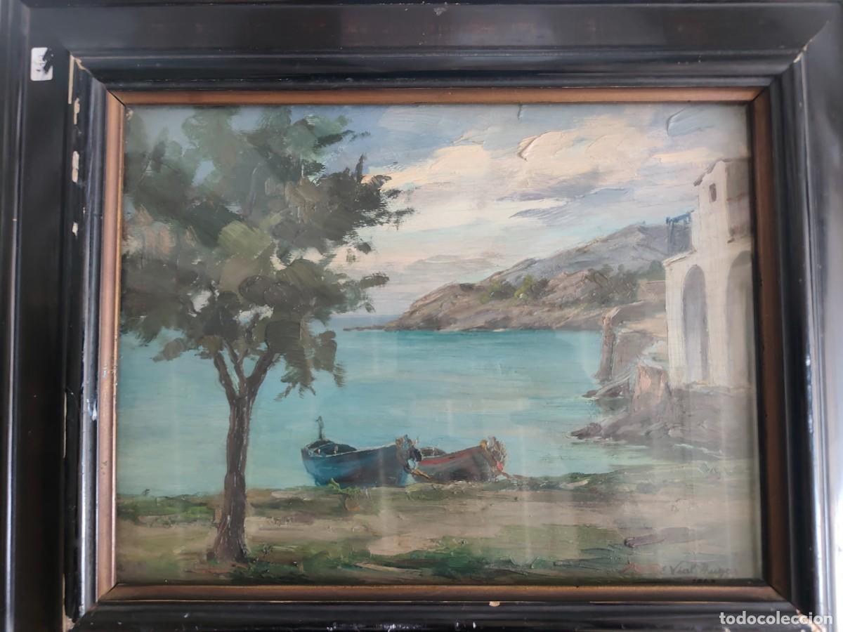 Arte: Cuadro oleo Marina en tabla