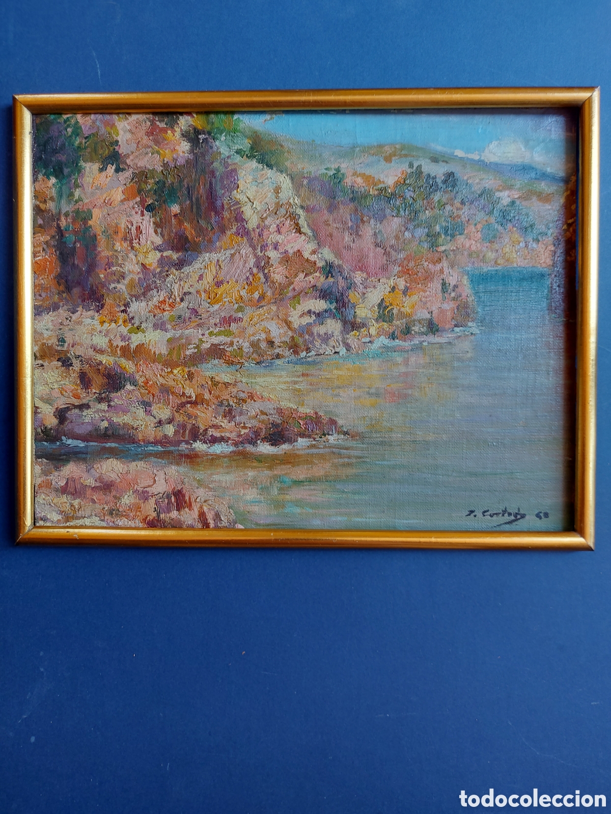 Arte: J. CORTADA &rdquo;LOS ACANTILADOS DE MALLORCA&rdquo; OLEO 1958