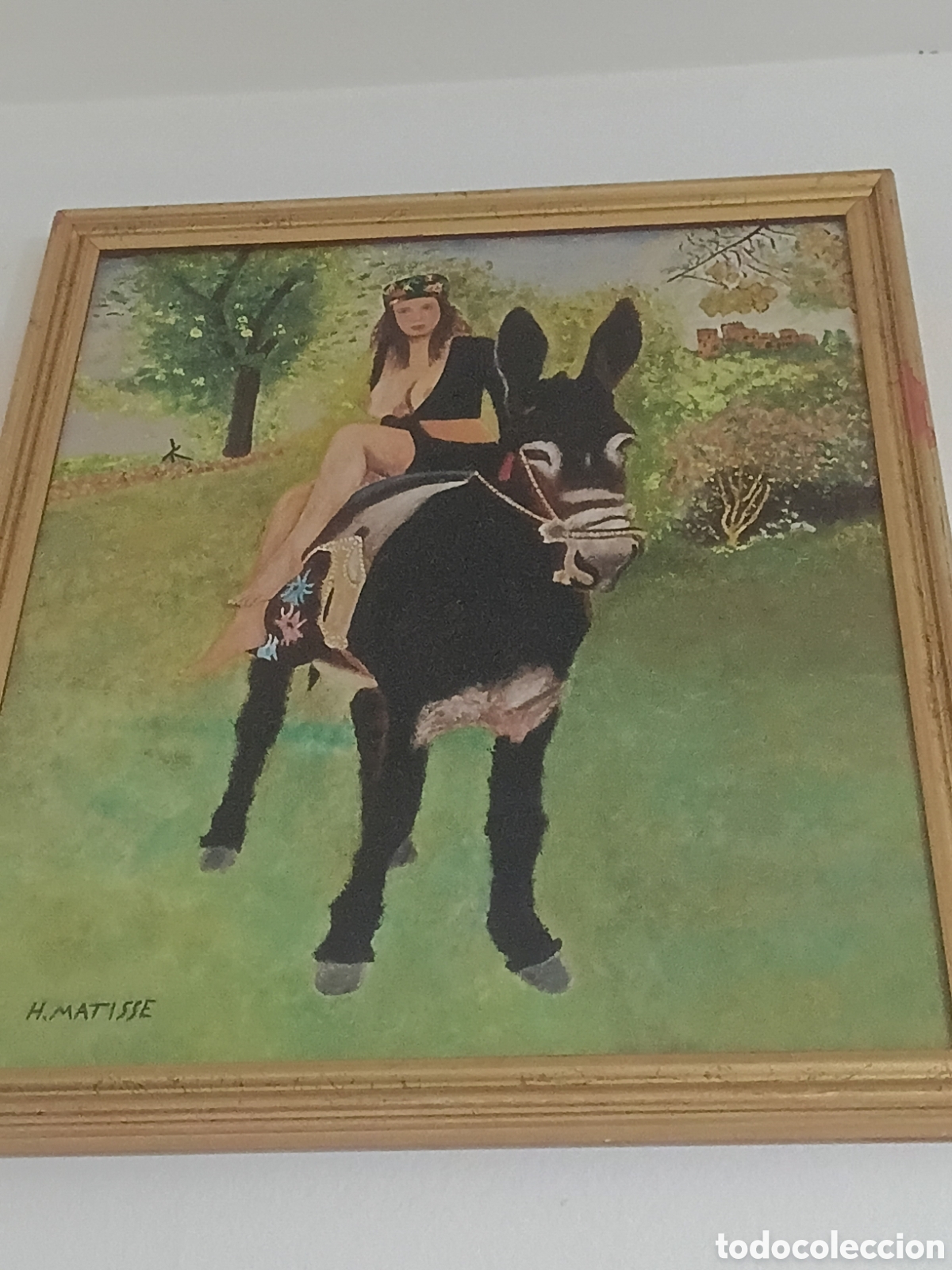 Arte: El cuadro representa a una figura femenina montada en un burro