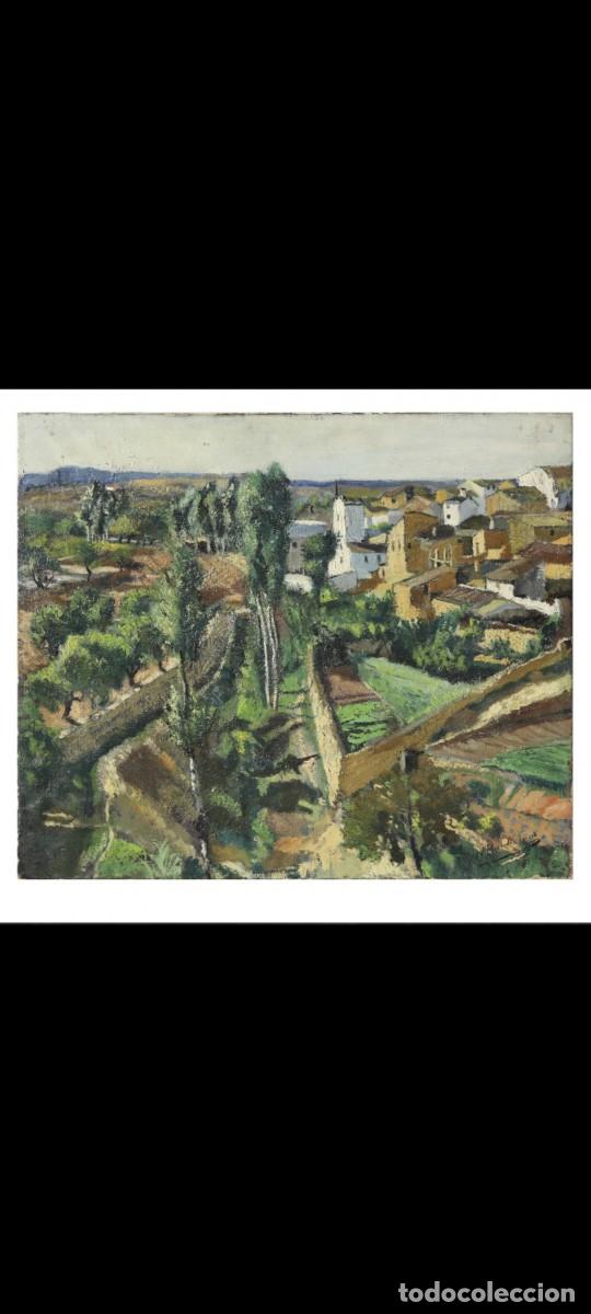 Arte: Paisaje pueblo firmado &aacute;ngulo inferior derecho Mar&iacute;a mercedes lajara