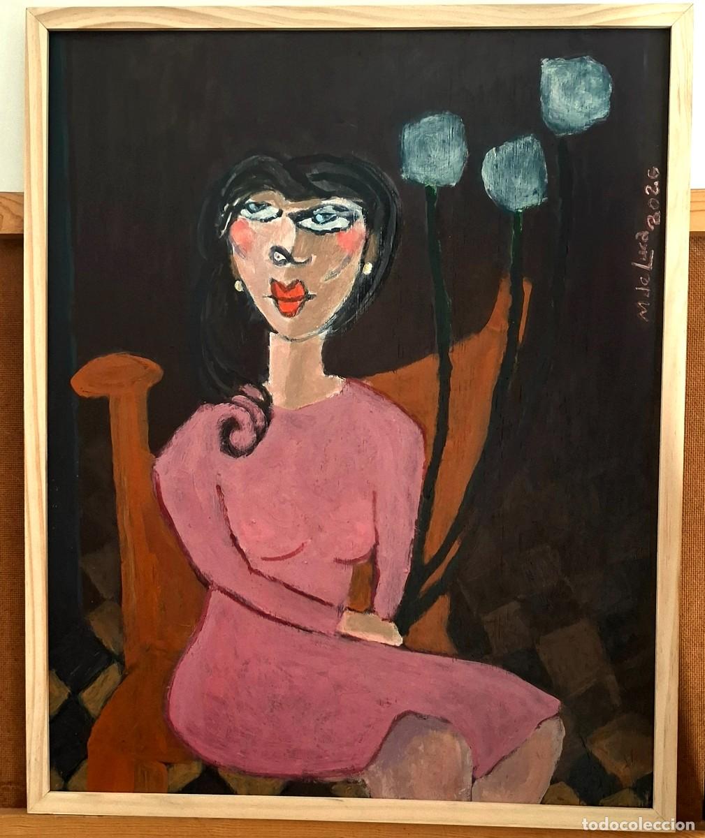 Kunst: Retrato Mujer con Amapolas del Himalaya