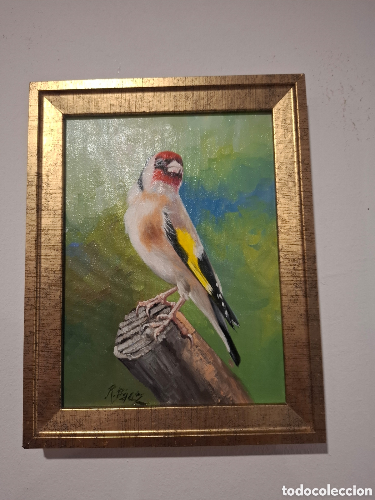 Arte: Oleo sobre lienzo pajaros de rodrigo badz 28 &times; 22