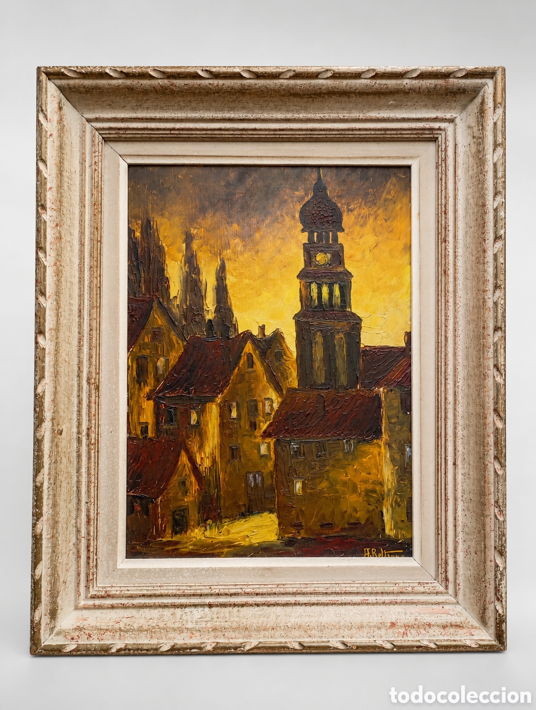 Arte: A. Beltzung &ndash; &Oacute;leo sobre tabla &ndash; Paisaje urbano &ndash; Escuela Europea S.XX