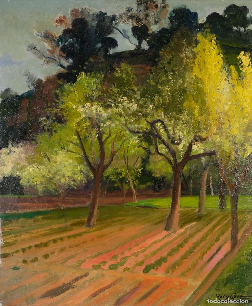 Arte: Antoni Ros y G&uuml;ell (1873-1954) &Oacute;leo sobre lienzo Paisaje campo Firmado.