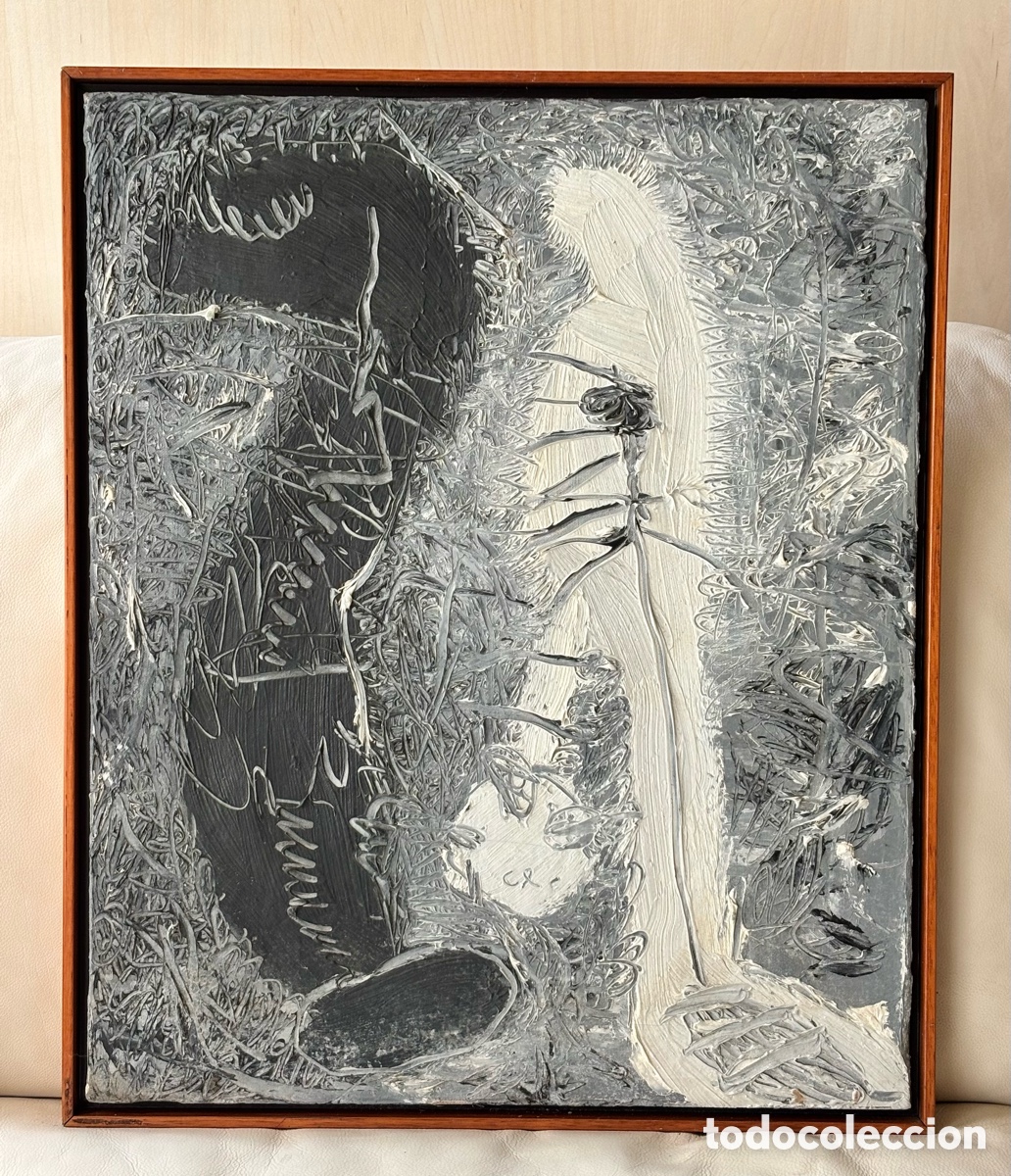 Arte: CRUSPINERA- &Oacute;LEO SOBRE TELA- NEGRO Y BLANCO