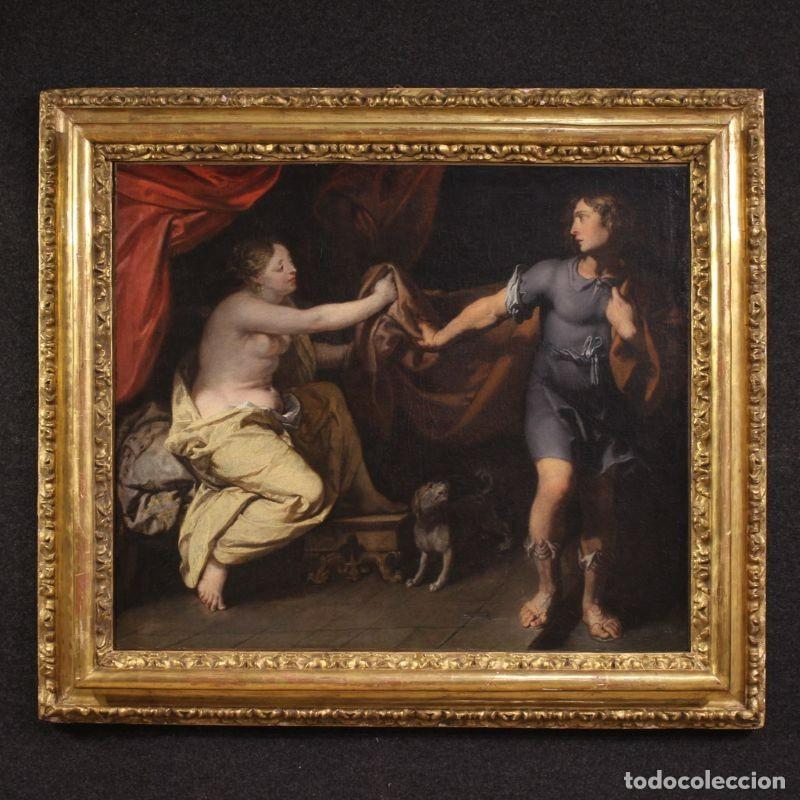Arte: Gran cuadro franc&eacute;s del siglo XVII, Jos&eacute; y la esposa de Potifar