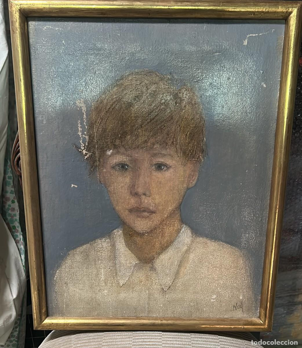 Arte: OLEO SOBRE LIENZO DE NI&Ntilde;O FIRMADO POR NAS O NAL DE 46 X 38 CMS. (33 X 41 SIN MARCO)