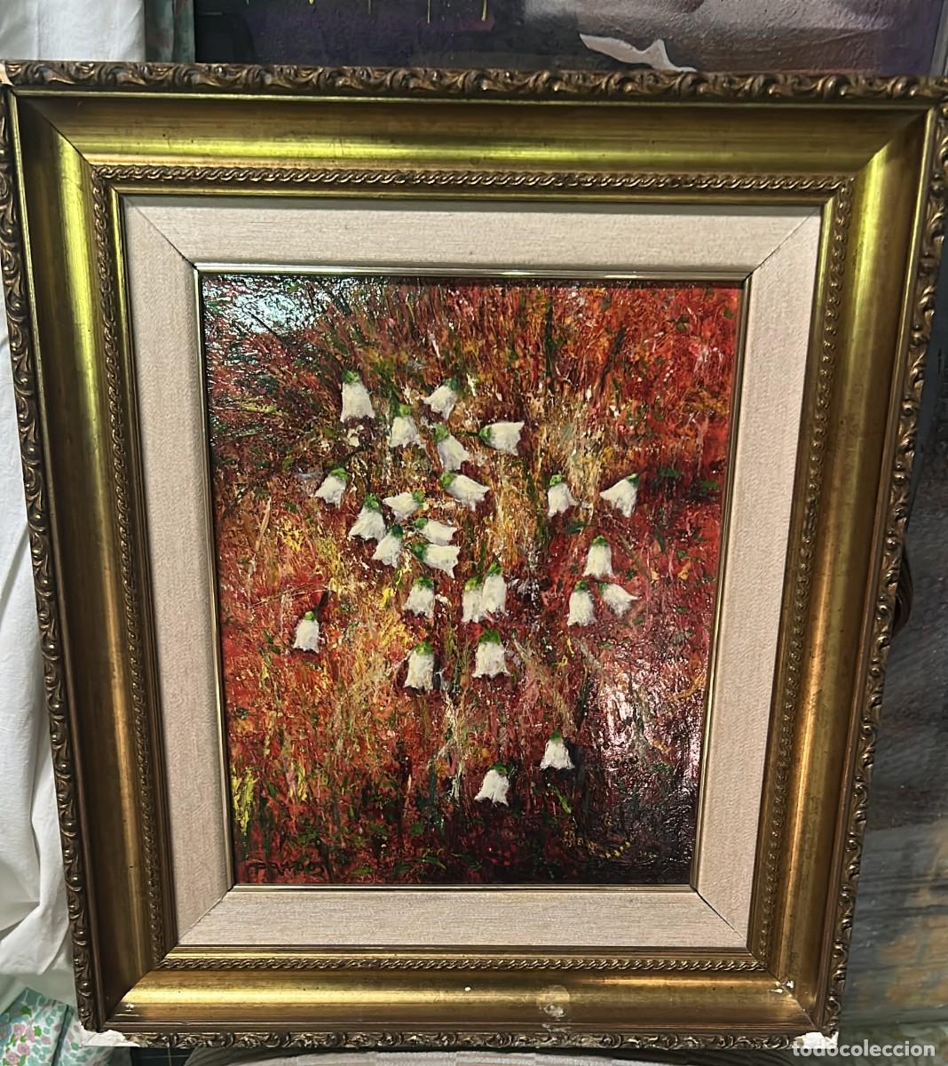 Arte: OLEO SOBRE TABLA CON MOTIVOS FLORALES FIRMADO POR PRADOS DE 48 X 42 CMS. (27 X 33 SIN MARCO)
