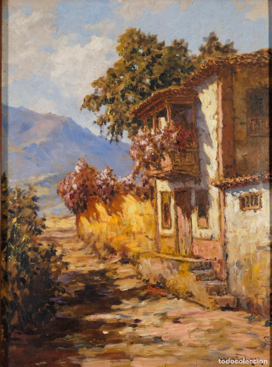 Arte: Manuel L&oacute;pez Ruiz (C&aacute;diz, 1869-Santa Cruz de Tenerife, 1960) &Oacute;leo sobre lienzo Casa Canaria Firmado