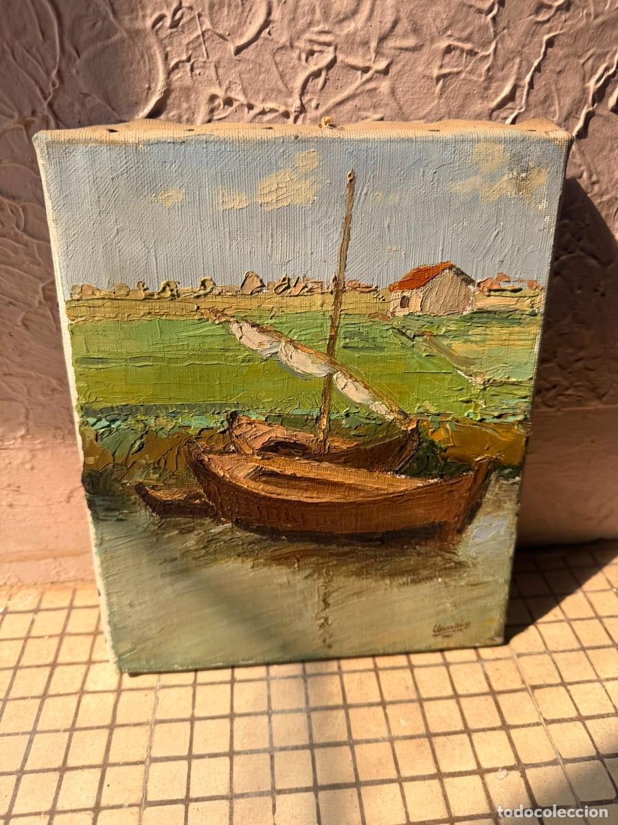 Arte: &Oacute;leo Sobre Lienzo &rdquo;Paisaje de Barcas&rdquo; - Firmado Ll&aacute;cer (A Identificar) y Fechado (1961)