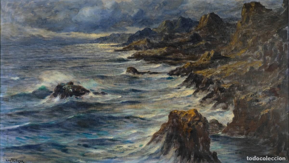 Arte: Manuel L&oacute;pez Ruiz (C&aacute;diz, 1869-Santa Cruz de Tenerife, 1960) &Oacute;leo sobre lienzo Marina Firmado