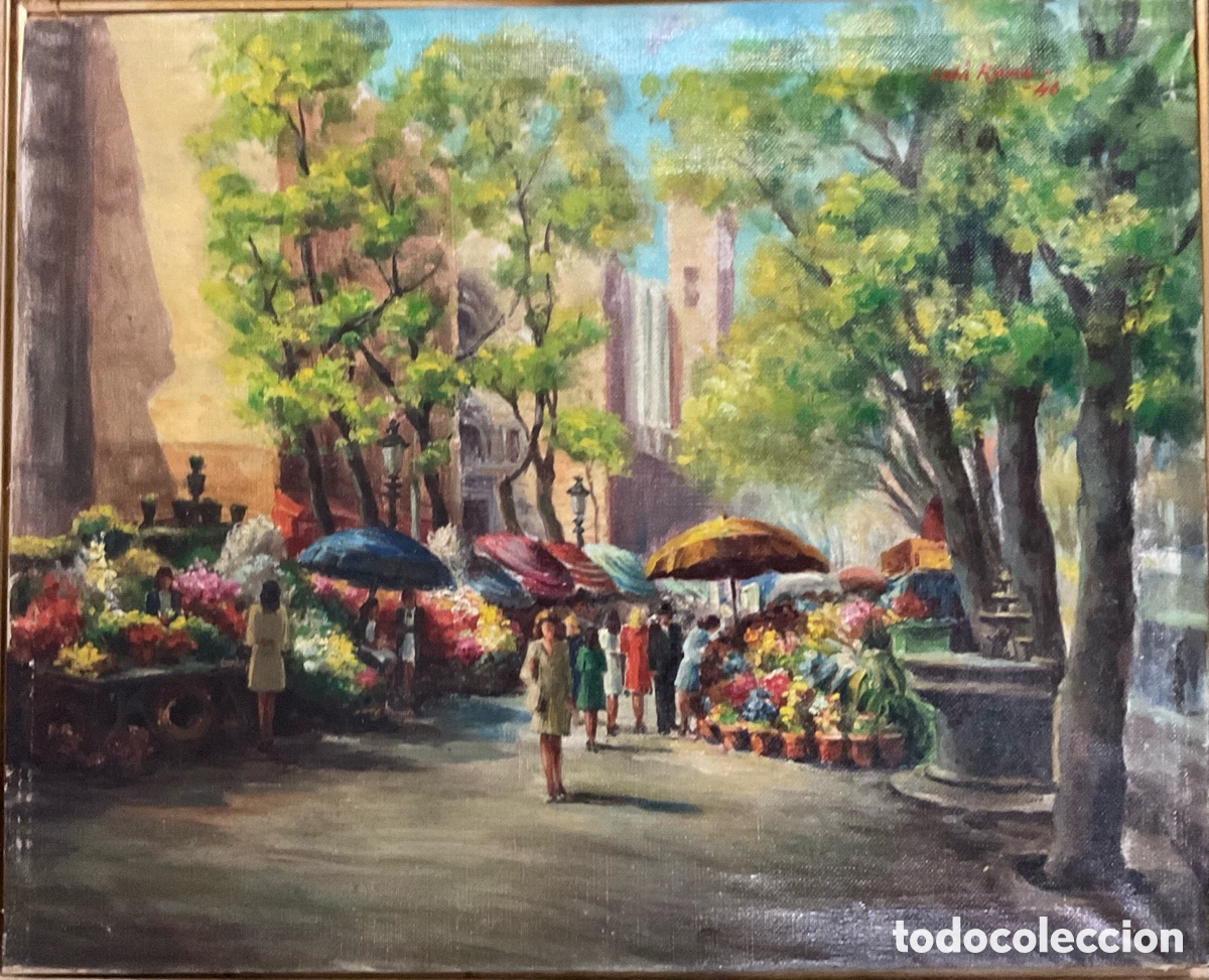 Arte: Joan Sol&agrave; Roma &rdquo;Rambla de las Flores&rdquo; (1946). &Oacute;leo sobre lienzo firmado