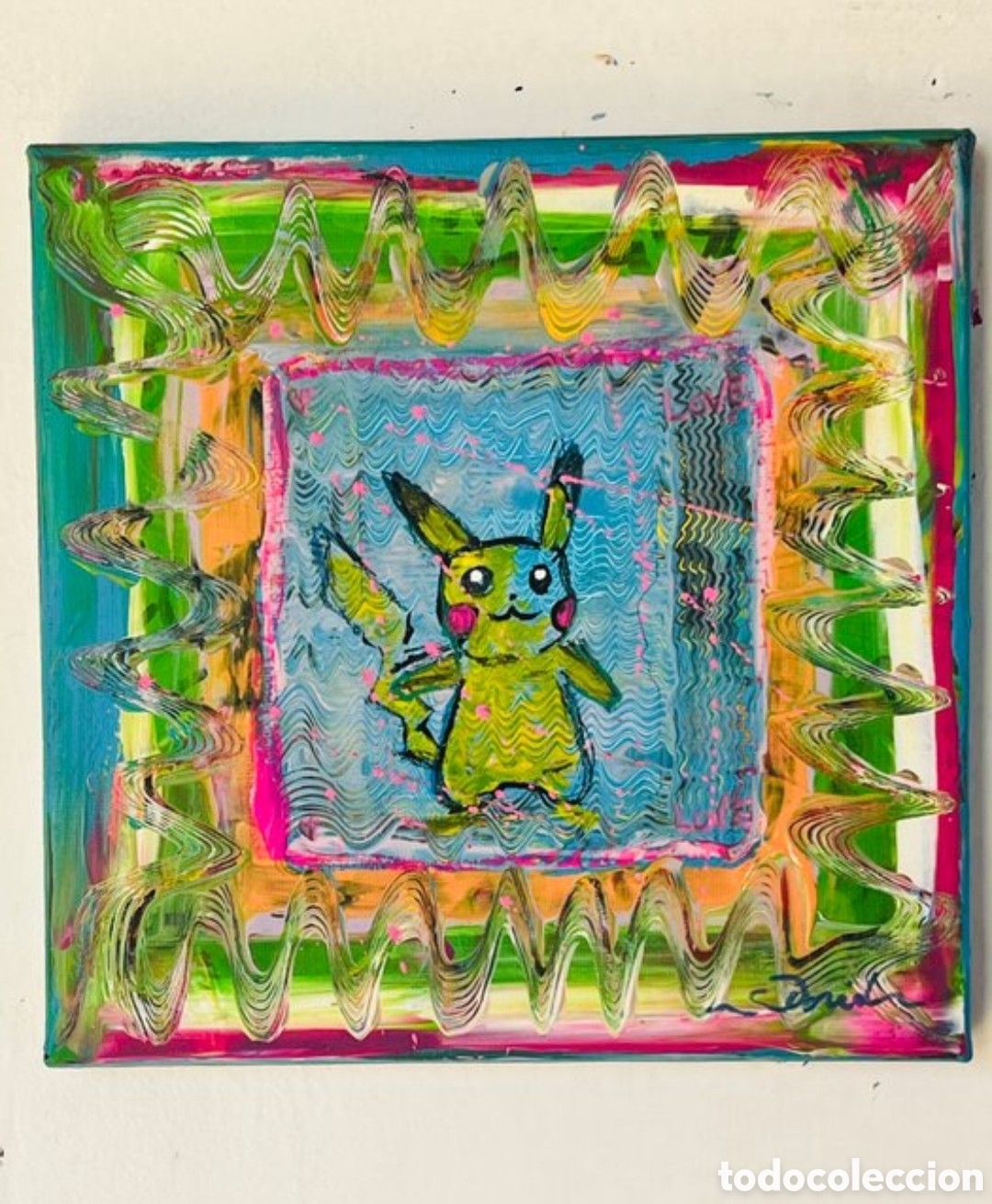 Arte: Pikachu Pop Art original 20&times;20 cm &mdash; firmado