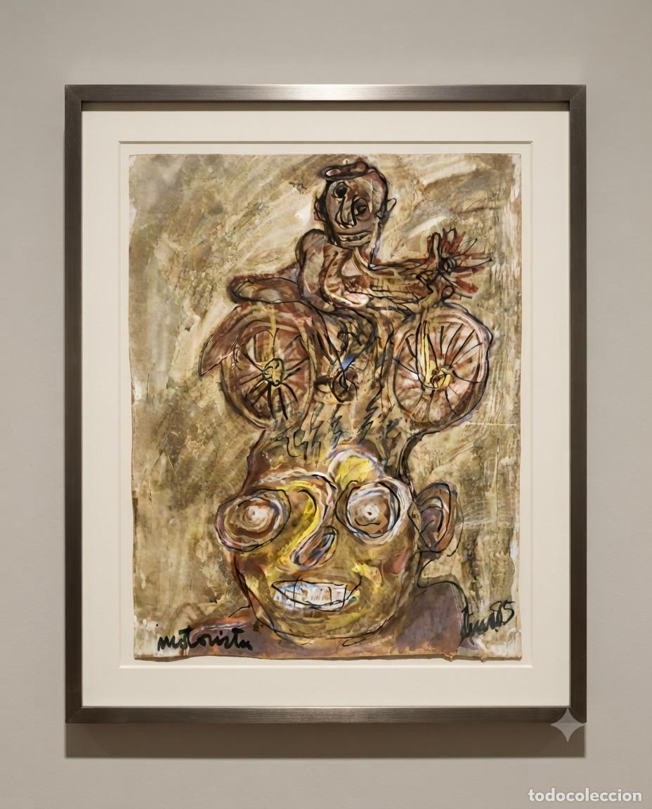 Kunst: O MOTORISTA. LINO SILVA. MIXTA SOBRE PAPEL