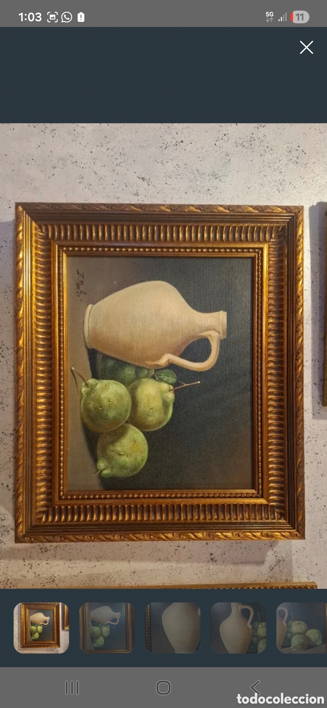 Arte: Oleo sobre lienzo 55x48 bodegon de enrique montes