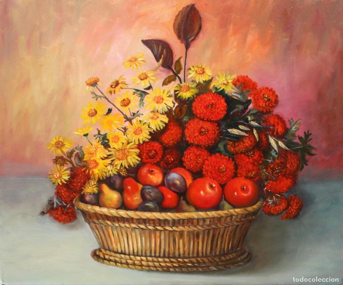 Arte: ESCUELA ESPA&Ntilde;OLA (XX) OLEO SOBRE TELA DE AUTOR ANONIMO. BODEGON FLORAL