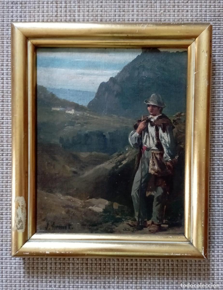 Arte: JOSEP ARMET (Barcelona, 1843-1911). Pastor y paisaje. &Oacute;leo s/tela