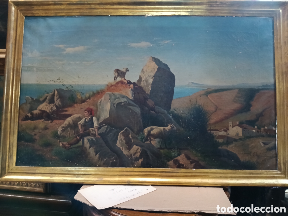 Arte: &Oacute;leo sobre lienzo xlx creo escuela mallorca