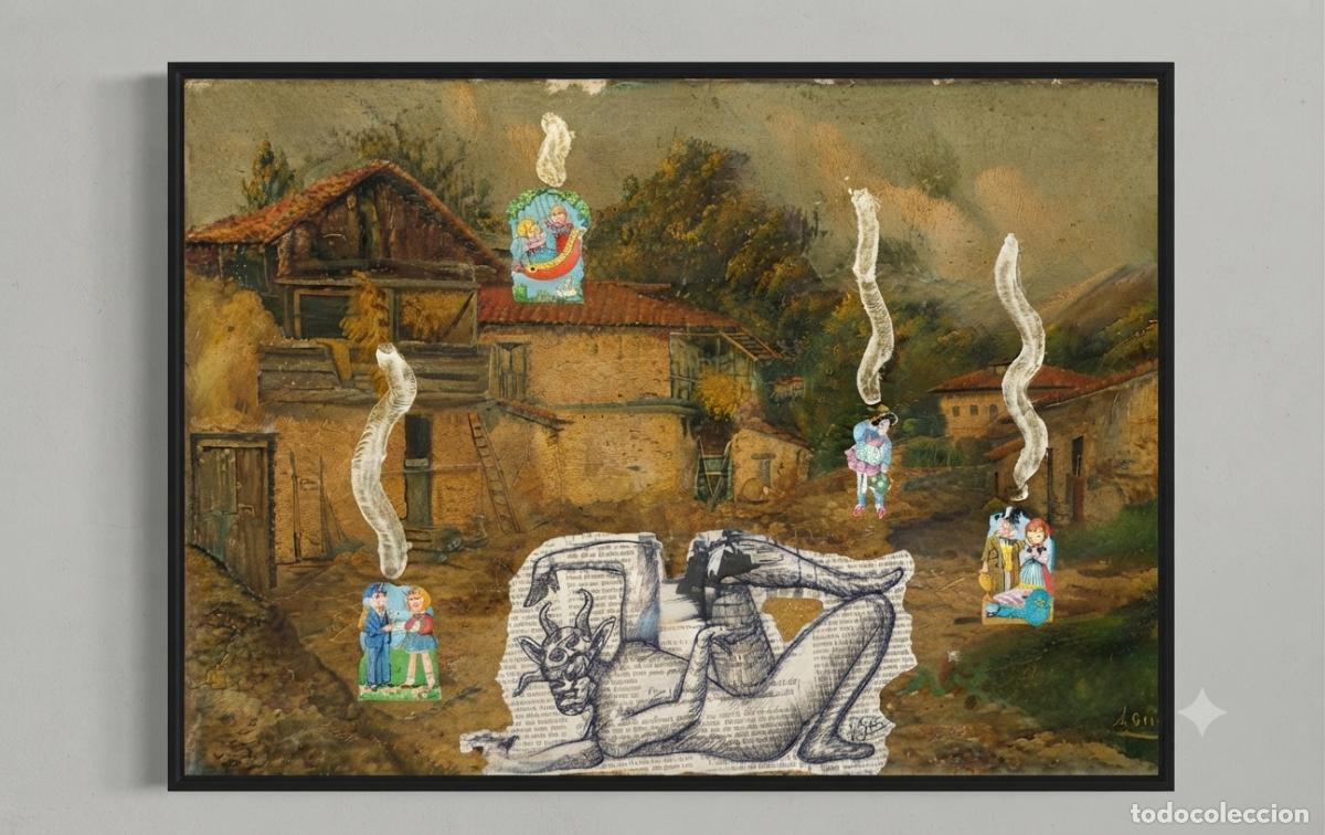 Art: LA MOLINERA Y EL DUENDE. JUAN LOMARTI. T&Eacute;CNICA MIXTA Y COLLAGE
