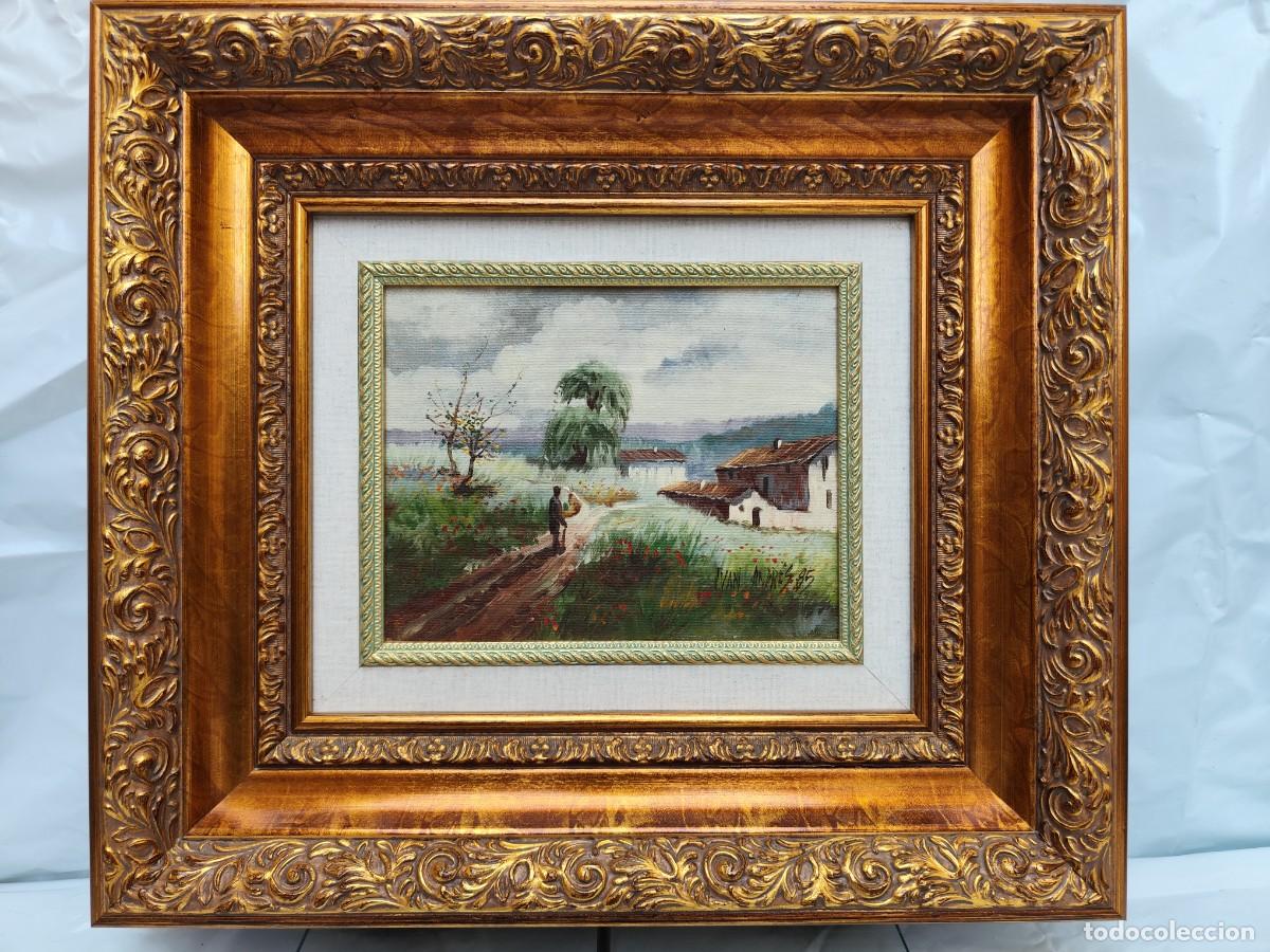 Arte: &Oacute;leo sobre lienzo-Firmado Iv&aacute;n Andr&eacute;s, 1985 &mdash;Marco doble tallado de taller en estado impecable