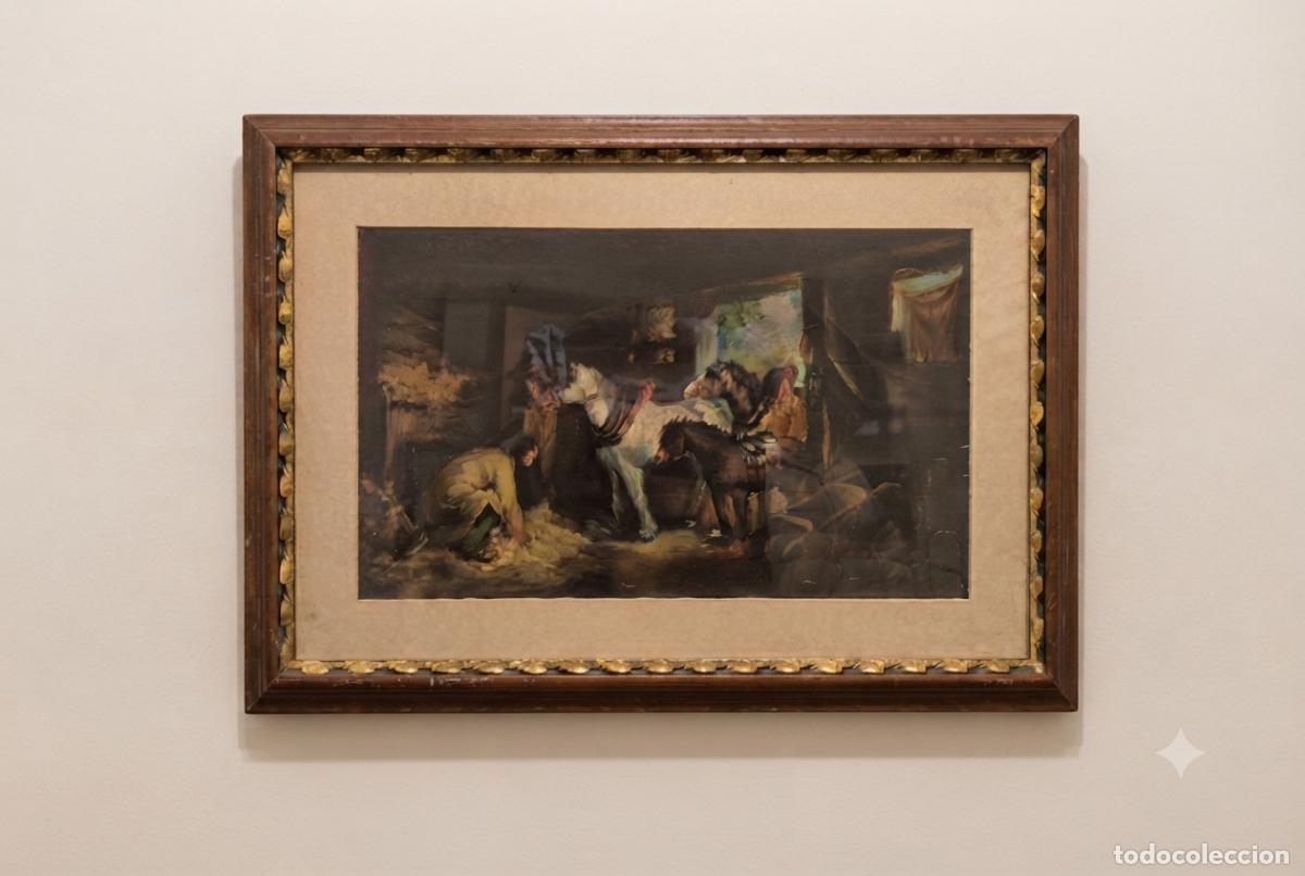 Arte: Escena costumbrista. &Oacute;leo sobre lienzo. Escuela Europea. Sin firma