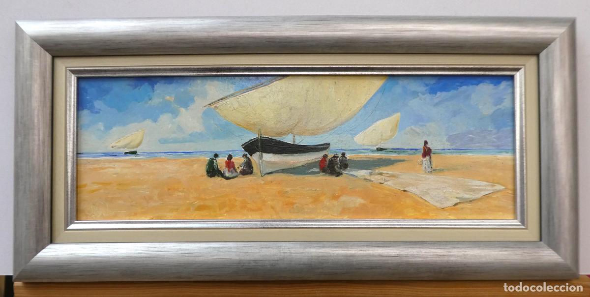 Arte: Bonito oleo con marco firmado C. Benito, el oleo mide 44X15 cm y 55X25 cm con el marco