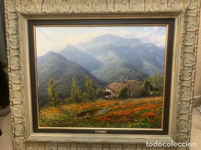 Arte: Oleo paisaje de monta&ntilde;a del pintor P. Coldecarrera