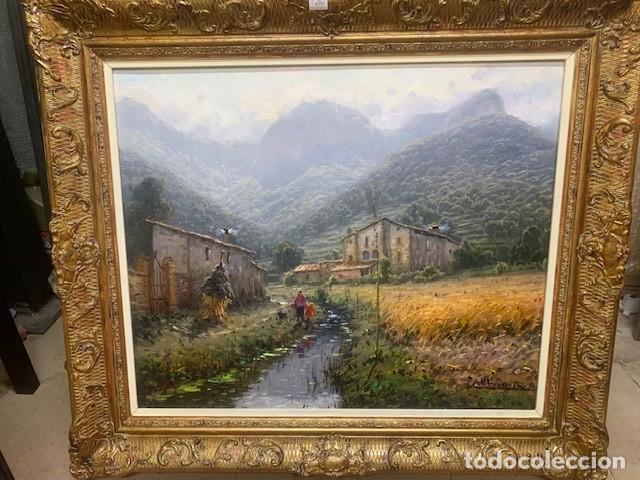 Arte: Oleo paisaje de monta&ntilde;a del pintor P. Coldecarrera (Olot 1932-2020)