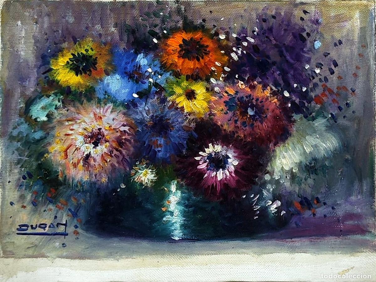 Arte: &Oacute;leo de Dur&aacute;n. Bodeg&oacute;n de flores. 24 x 18 cm