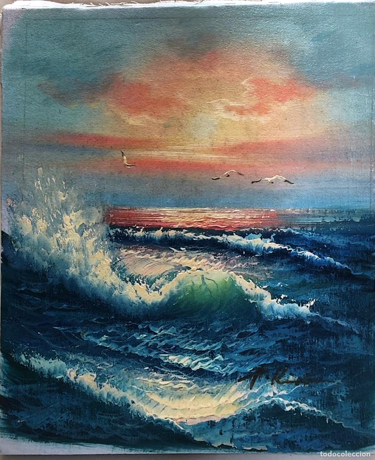 Arte: &Oacute;leo mar Escuela Holandesa s.XX 22x27cm