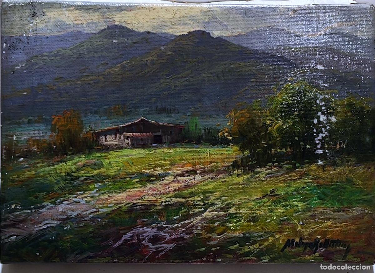Arte: &Oacute;leo sobre tabla de paisaje de Xavier Moles Ballesteros. 22 x 16 cm